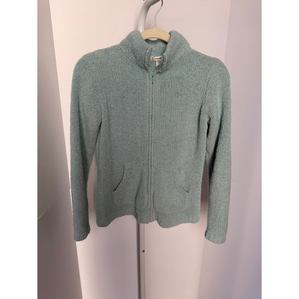 Eddie Bauer Light Blue Chenille Knit Full Zip Sweater Jacket XS